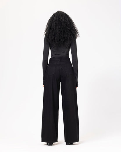 Denim Strass Pants - Black