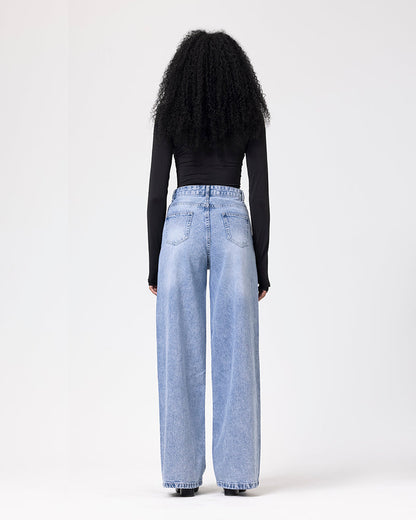 Denim Azure Rush Wide Pants - Blue