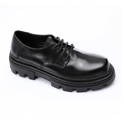 Faux Leather Chunky Derby Shoes – Black