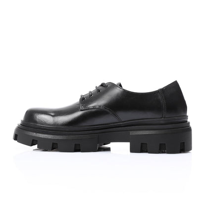 Faux Leather Chunky Derby Shoes – Black
