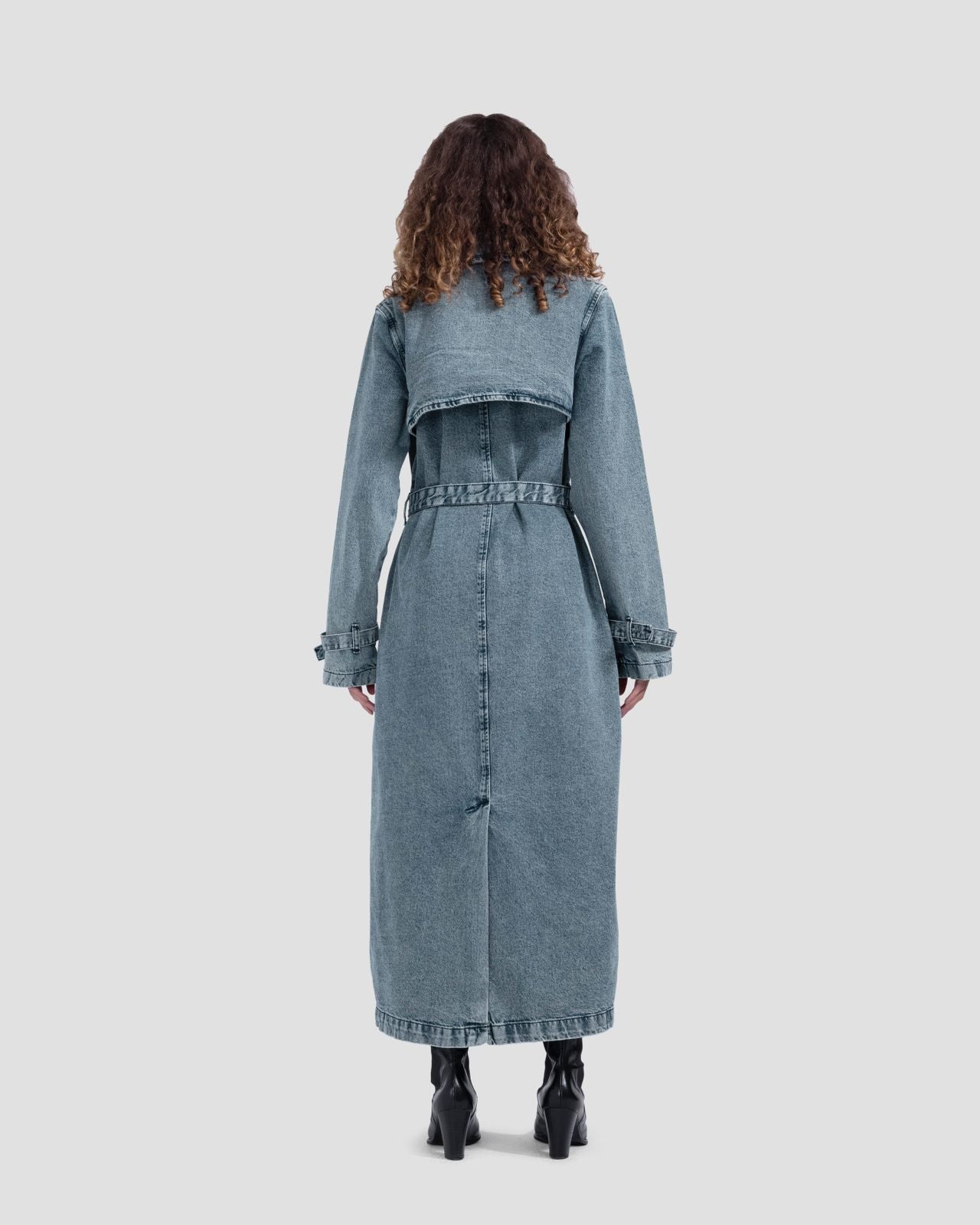 Denim Trench Coat - Blue