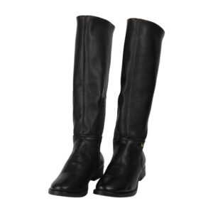Faux Leather Stretch Tall Boots - Black