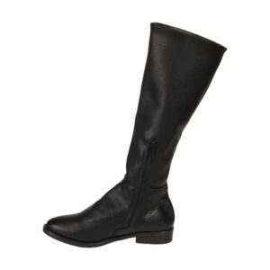 Faux Leather Stretch Tall Boots - Black