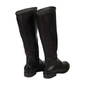 Faux Leather Stretch Tall Boots - Black
