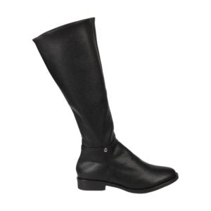 Faux Leather Stretch Tall Boots - Black