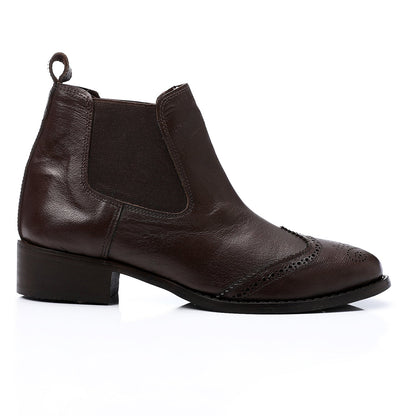 Leather Pointed-Toe Chelsea Ankle Boots – Dark Brown