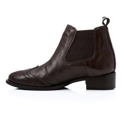 Leather Pointed-Toe Chelsea Ankle Boots – Dark Brown