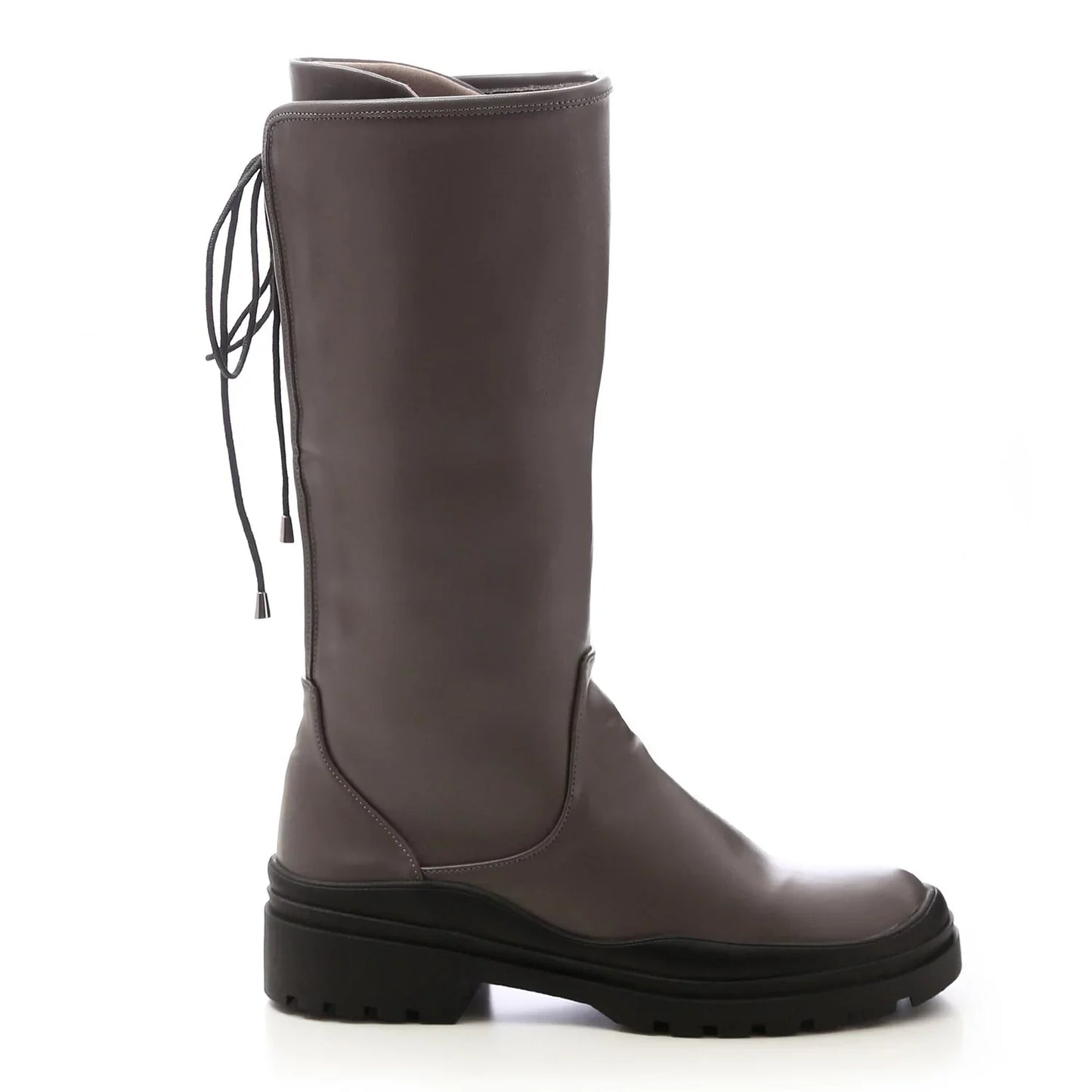 Faux Leather Knee-High Boots – Grey