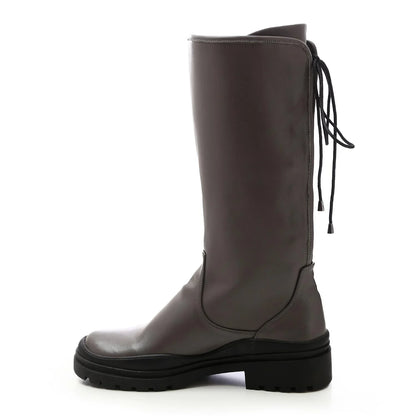 Faux Leather Knee-High Boots – Grey