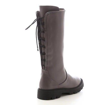 Faux Leather Knee-High Boots – Grey