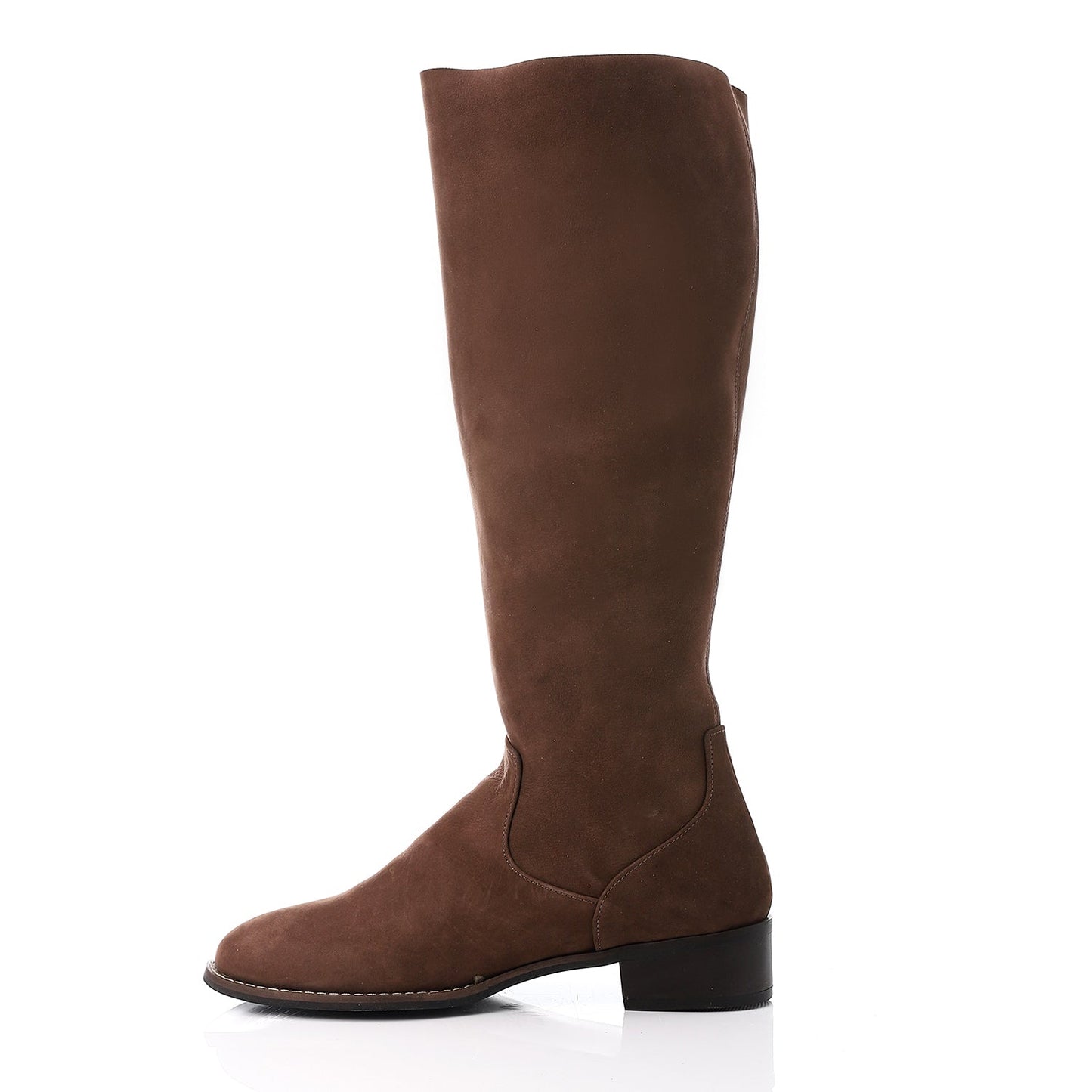 Suede Snap Button Knee-High Boots – Brown