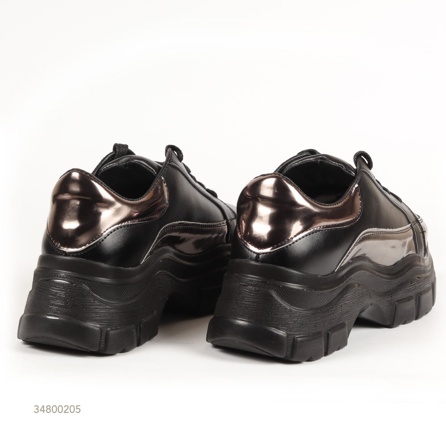 Synthetic Chunky Sole Sneakers – Black