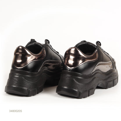 Synthetic Chunky Sole Sneakers – Black