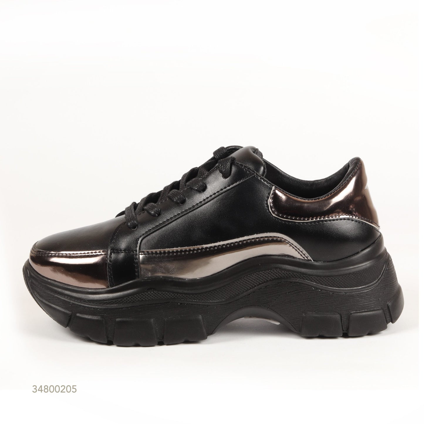Synthetic Chunky Sole Sneakers – Black
