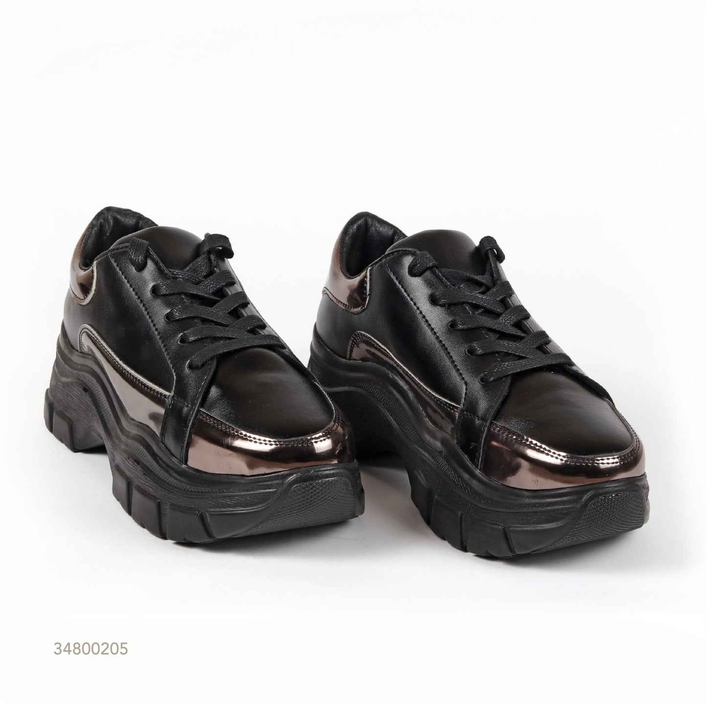 Synthetic Chunky Sole Sneakers – Black