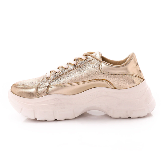 Leather Chunky Lace-Up Sneakers – Copper