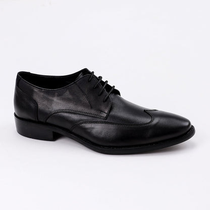 Leather Wingtip Oxford Shoes - Black