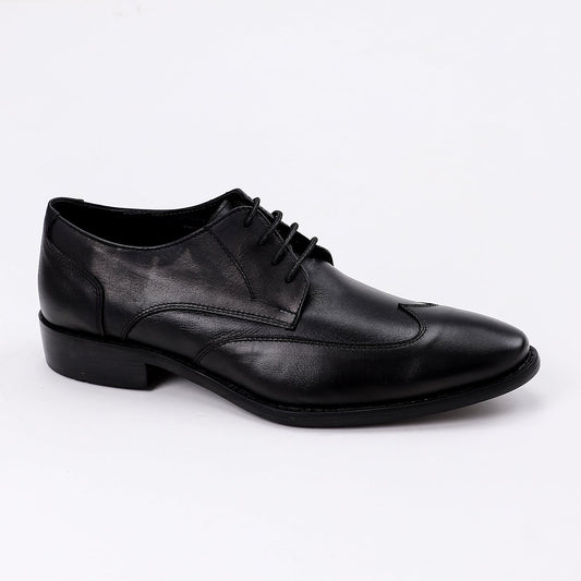 Leather Wingtip Oxford Shoes - Black