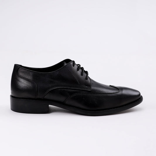 Leather Wingtip Oxford Shoes - Black