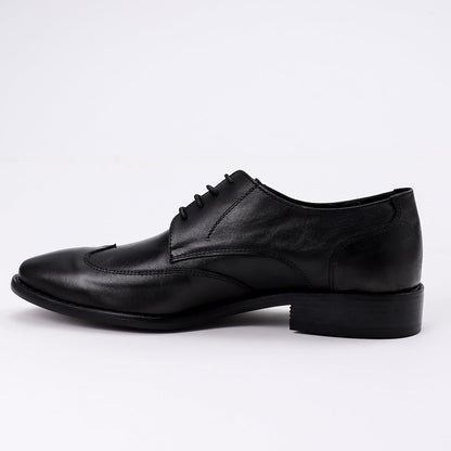 Leather Wingtip Oxford Shoes - Black