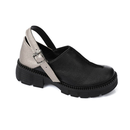 Suede Slip-On Chunky Sole Shoes – Black & Silver