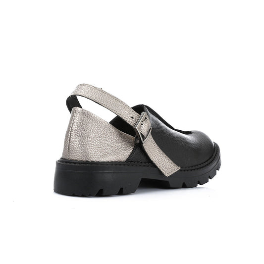 Suede Slip-On Chunky Sole Shoes – Black & Silver