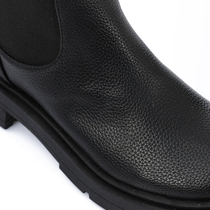 Faux Leather Chunky Sole Chelsea Boots – Black