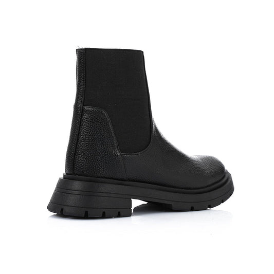 Faux Leather Chunky Sole Chelsea Boots – Black