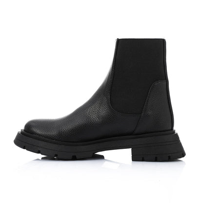Faux Leather Chunky Sole Chelsea Boots – Black