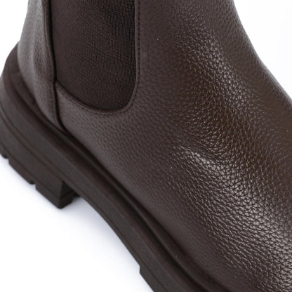 Faux Leather Chunky Sole Chelsea Boots – Dark Brown