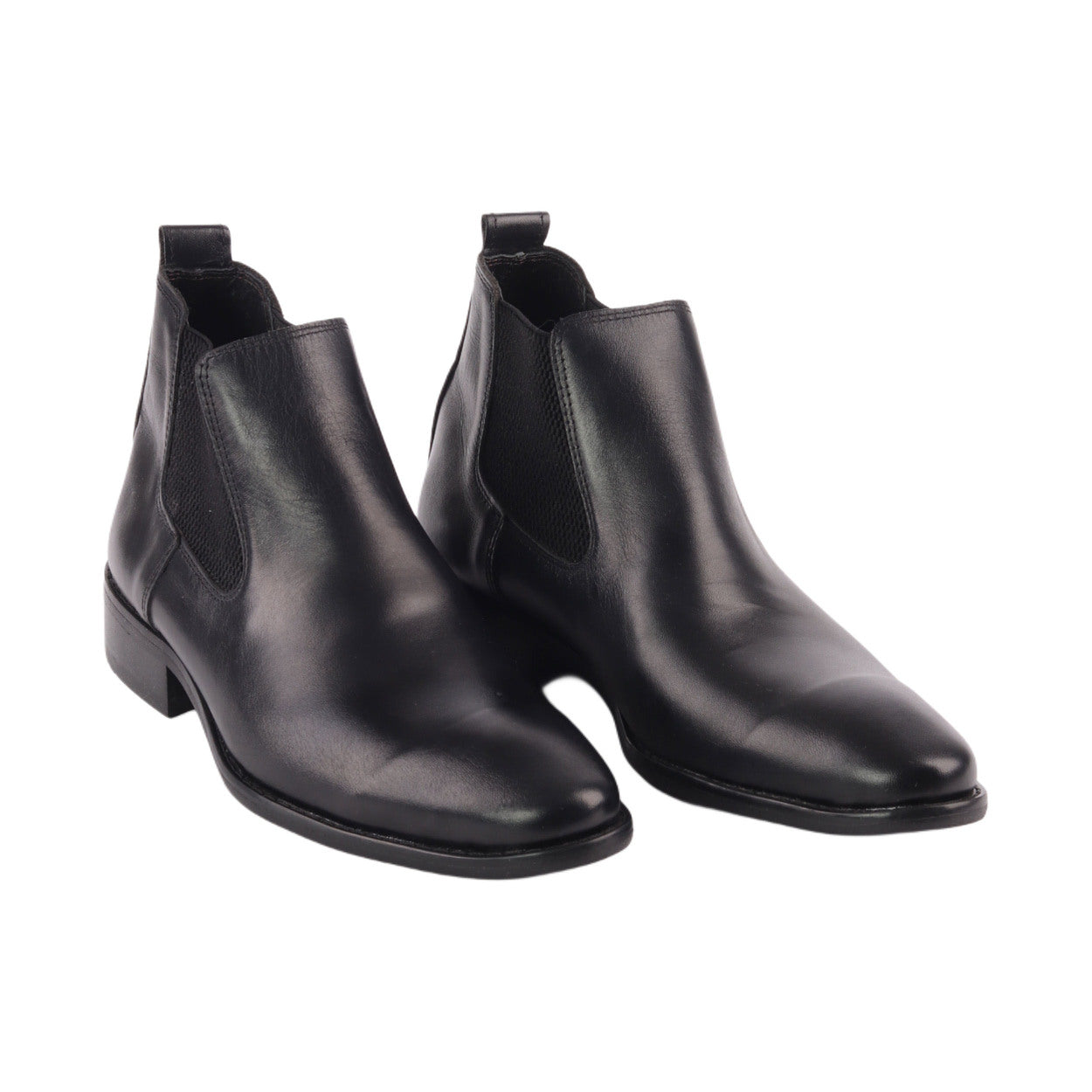 Faux Leather Plain Chelsea Boots – Black