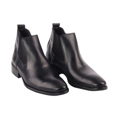 Faux Leather Plain Chelsea Boots – Black