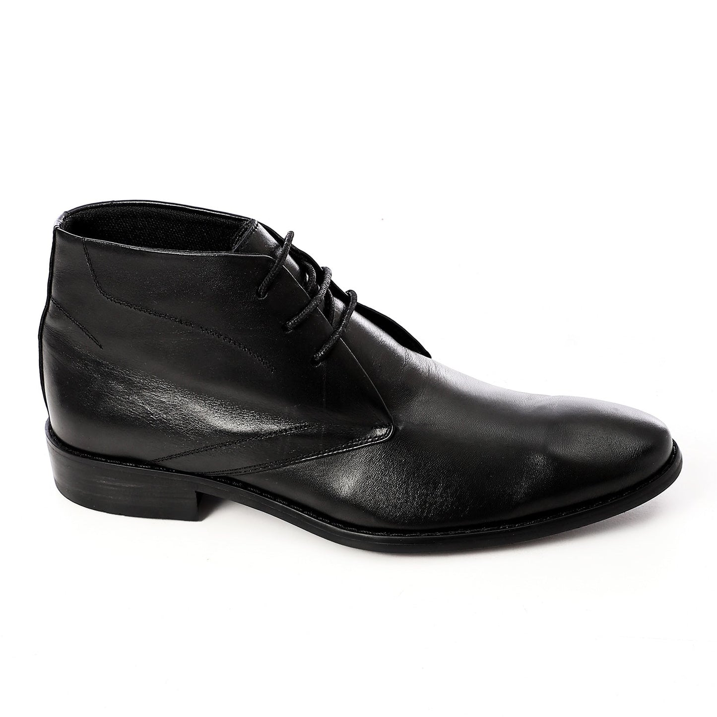 Leather Ankle Lace-Up Shoes – Black