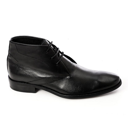 Leather Ankle Lace-Up Shoes – Black