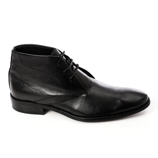 Leather Ankle Lace-Up Shoes – Black