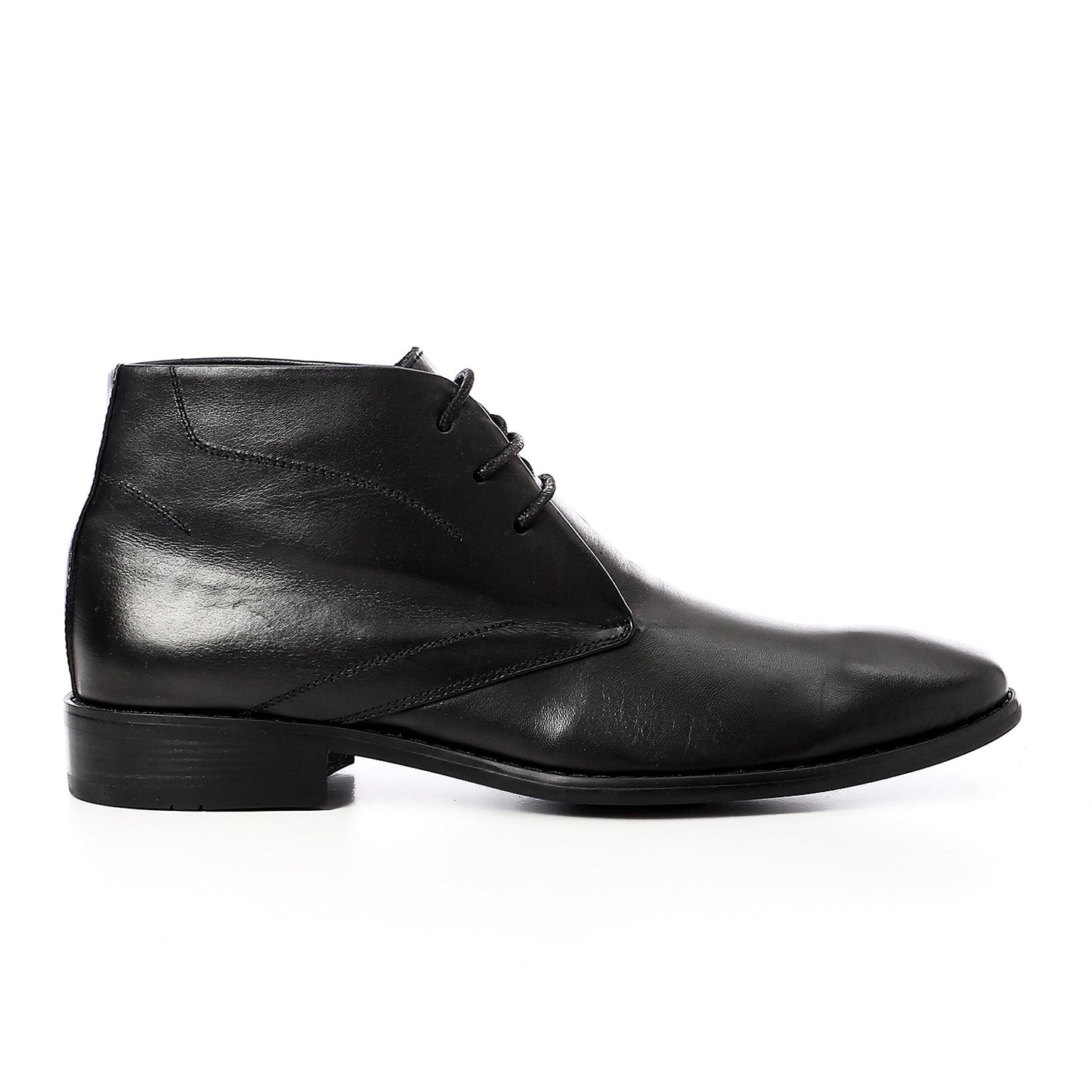 Leather Ankle Lace-Up Shoes – Black