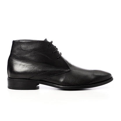 Leather Ankle Lace-Up Shoes – Black