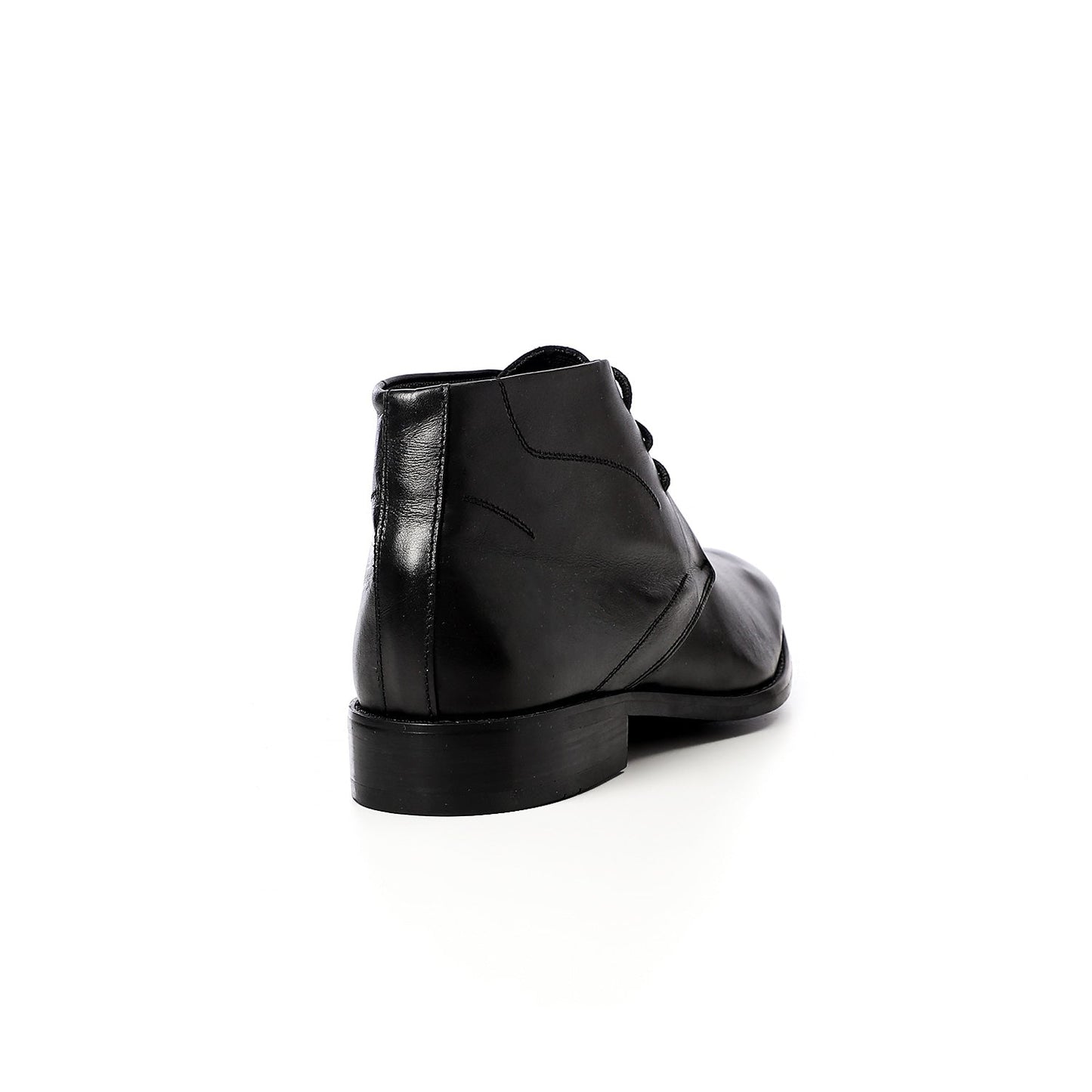 Leather Ankle Lace-Up Shoes – Black