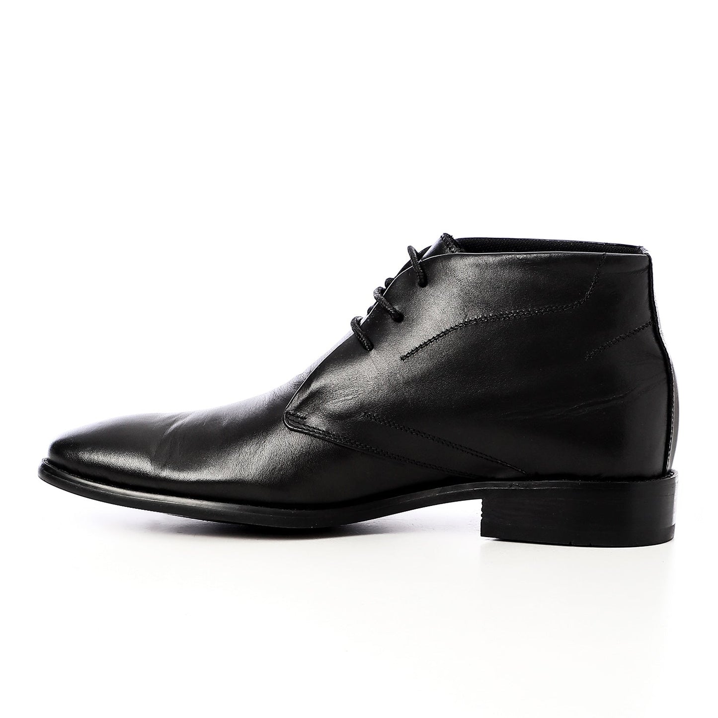Leather Ankle Lace-Up Shoes – Black