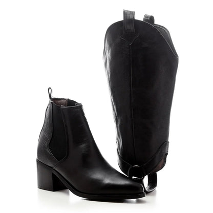 Faux Leather Ankle & High Extension Boots - Black