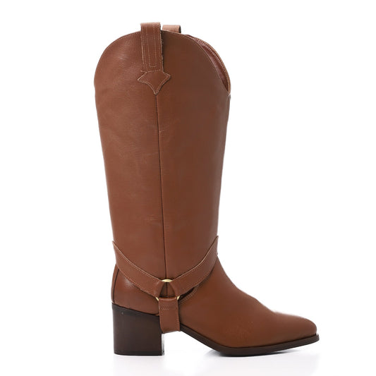 Faux Leather Ankle & High Extension Boots - Brown