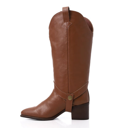 Faux Leather Ankle & High Extension Boots - Brown