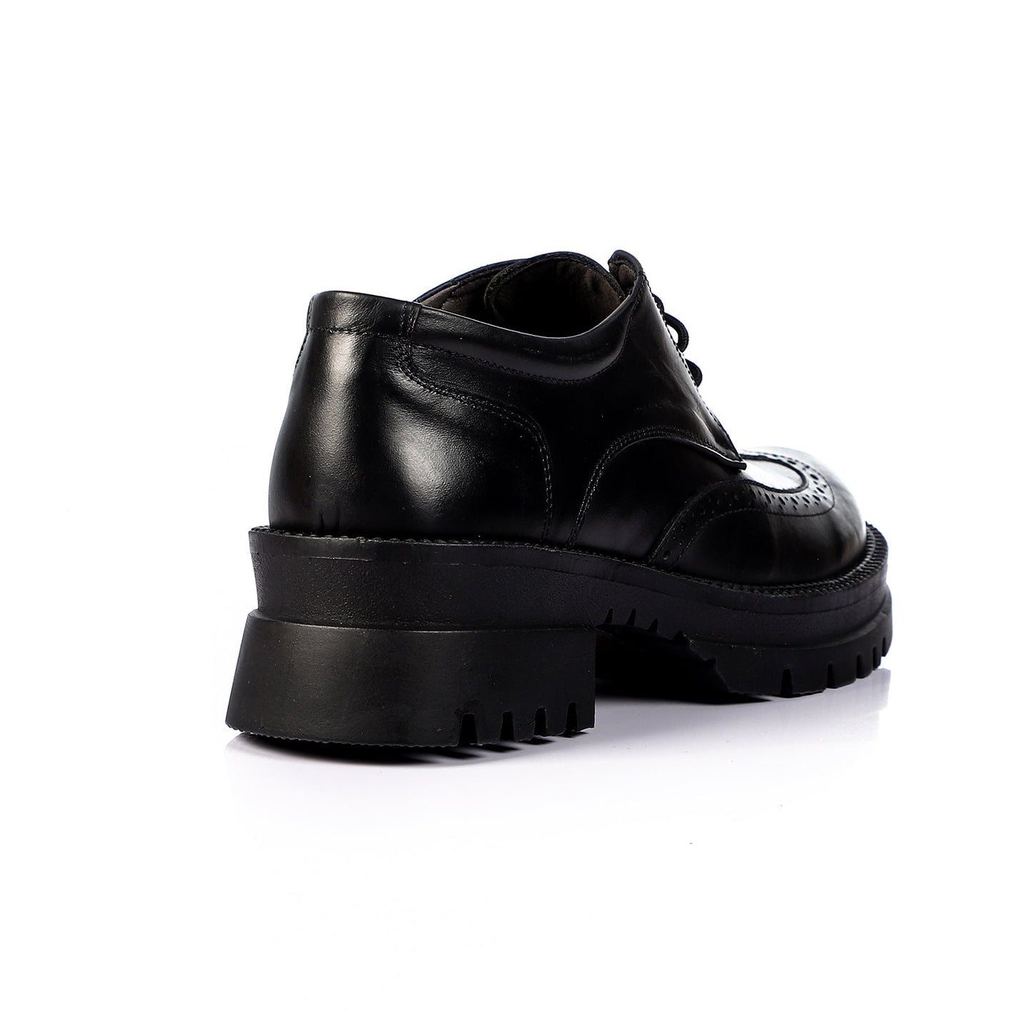 Leather Chunky Lace-Up Shoes – Black