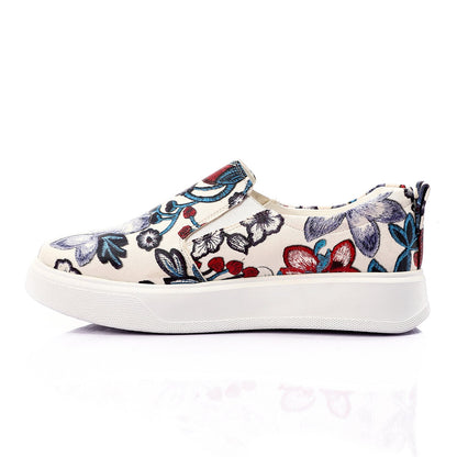 Faux Leather Embroidered Slip-On Sneakers - Multicolor