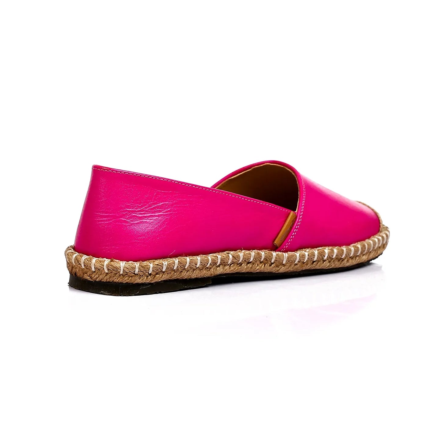 Faux Leather & Straw Espadrille Flats – Fuchsia