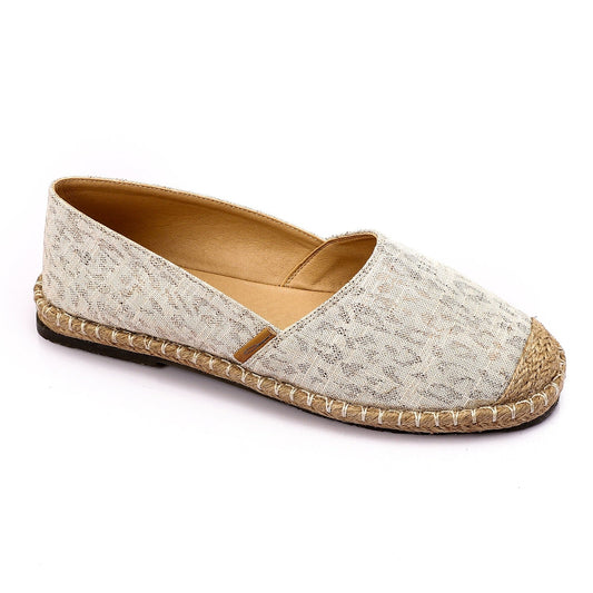Synthetic Espadrille Flats - Beige