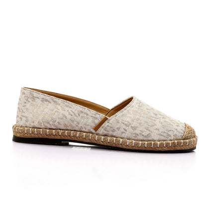 Synthetic Espadrille Flats - Beige