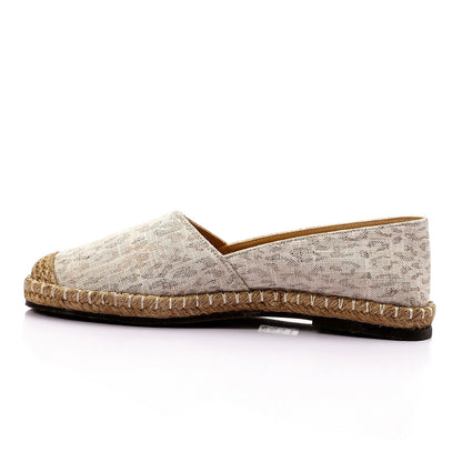 Synthetic Espadrille Flats - Beige
