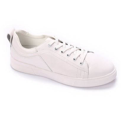 Faux Leather Low-Top Sneakers – White