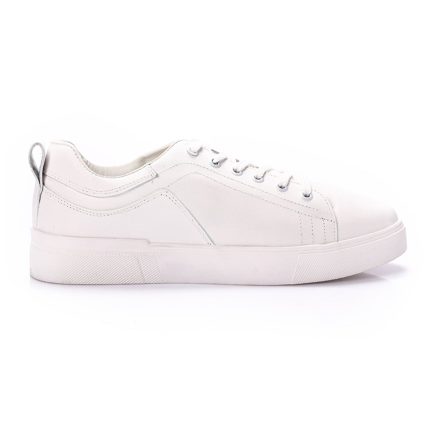 Faux Leather Low-Top Sneakers – White